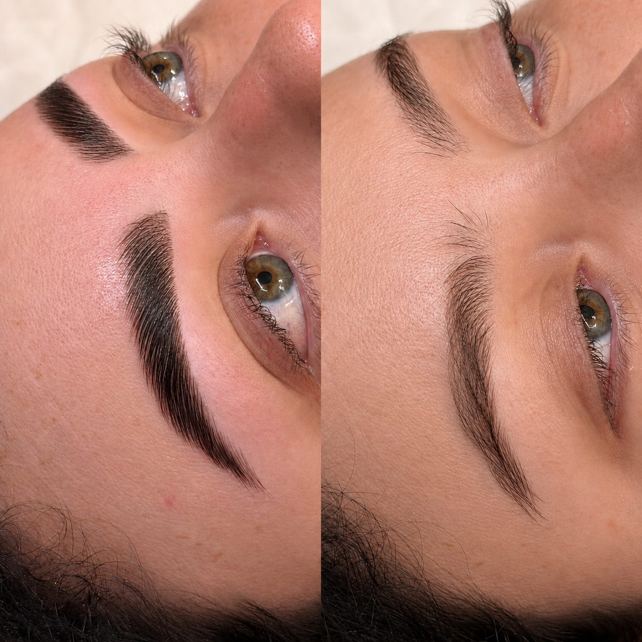 Before and after brow transformation